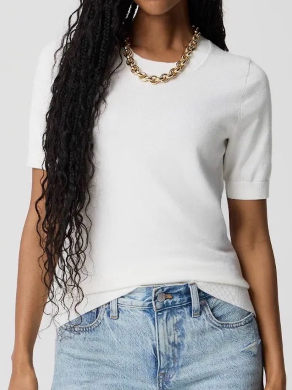 J.Crew Factory Short-Sleeve Cotton Crewneck Classic Sweater NWT S